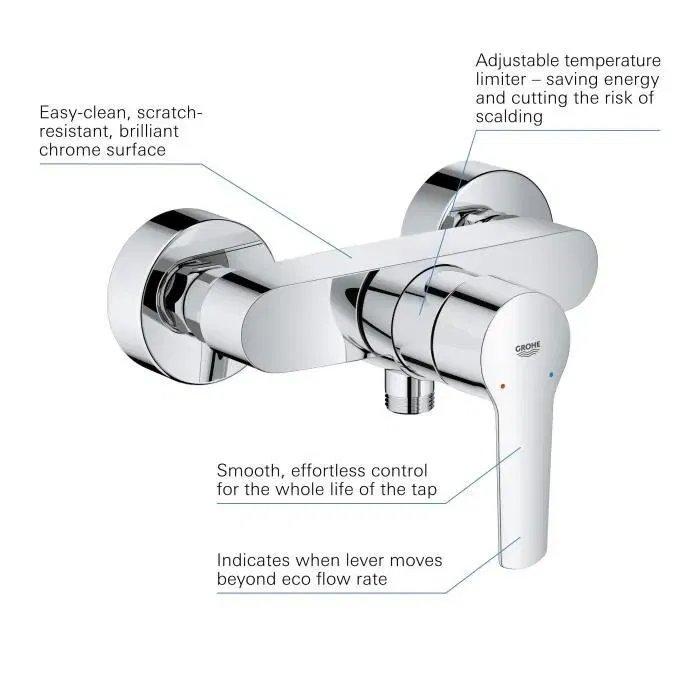 GROHE - Mitigeur de douche monocommande mural chromé Douche Start, raccord fileté 1/2", cartouche céramique 35 mm