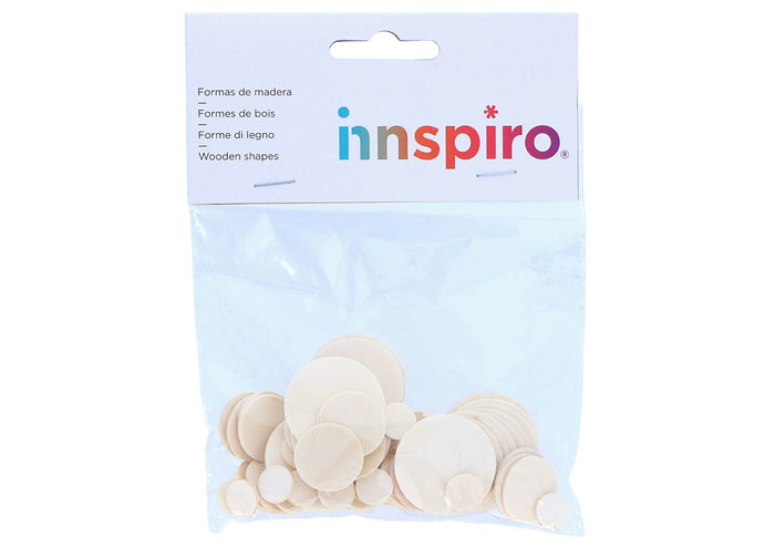 Innspiro Lot de 70 disques en bois naturel de tailles assorties