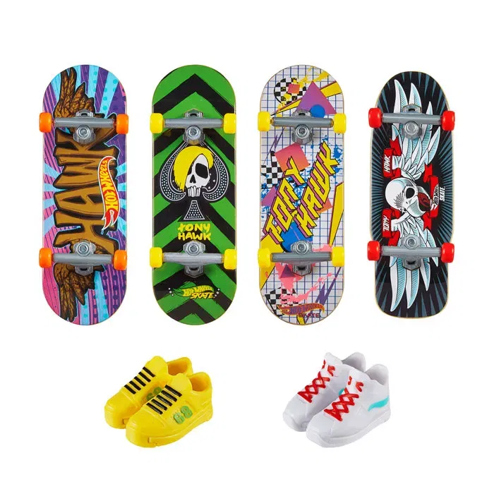 Hot Wheels HGT84 Coffret Fingerskate Tony Hawk avec Fingerboards et Chaussures pour Doigts - Skate