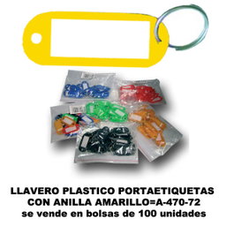 Porte-étiquette en plastique jaune avec anneau 20x55mm (Lot de 100)