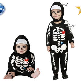 Disfraz de Squelette pour Bébé Garçon 12-24 Mois Halloween - Déguisement Adorable en Polyester Noir avec Capuche