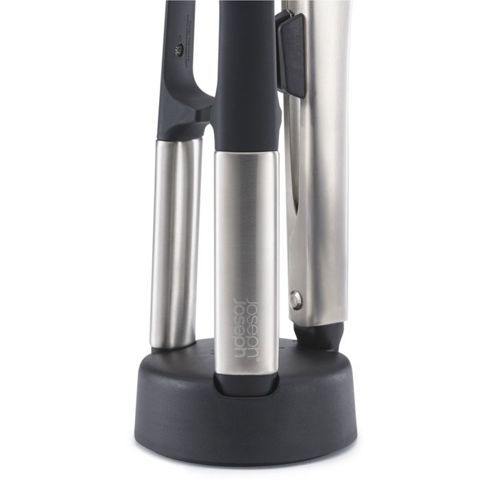 Joseph Joseph Elevate Fusion Set d'ustensiles 3 pièces avec support compact Argent / Noir Joseph Joseph Elevate Fusion Set d'ustensiles 3 pièces avec support compact Argent / Noir