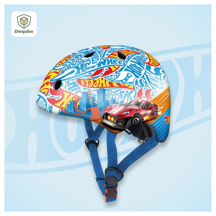 Casque pour enfant Hot Wheels - Ajustable 50-54 cm - Licencié - Pour âges 3 à 8 ans - DEQUBE