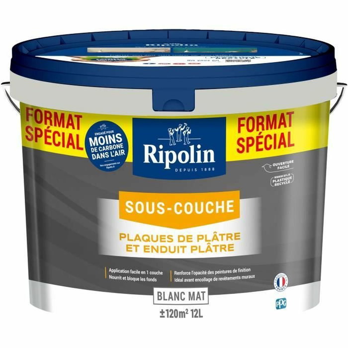Ripolin Peinture sous-couche plaque de platre Blanc Mat 12 L Ripolin Peinture sous-couche plaque de platre Blanc Mat 12 L