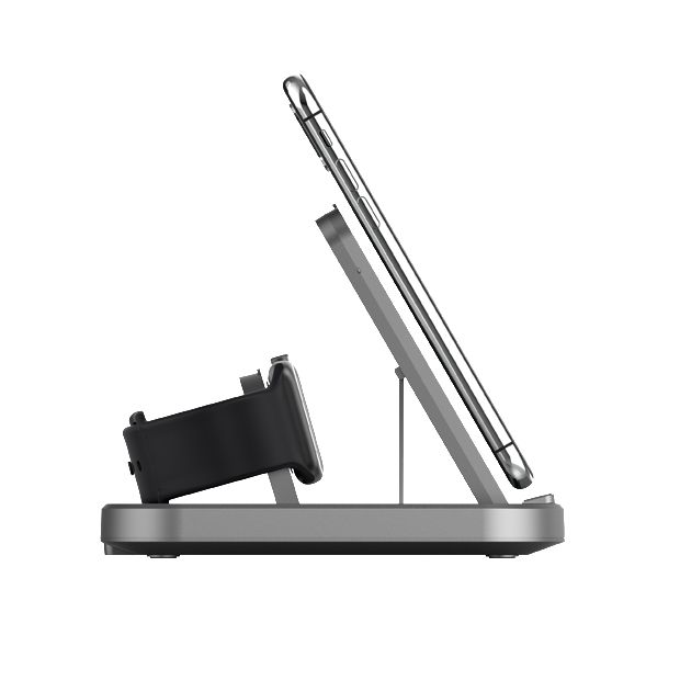Veho DS-7 Station de Charge Sans Fil Qi Universelle Compacte et Pliable - Charge 3 Appareils Simultaneously (Apple Watch, AirPods, iPhone, Samsung) avec Ports USB-A et USB-C