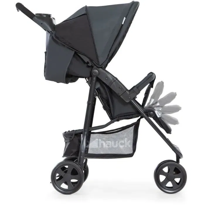 Hauck Citi Neo II - Poussette compacte 3 roues pour naissance à 22 kg, pliage une main, dossier inclinable, coloris Caviar/Stone