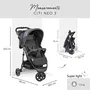 Hauck Citi Neo II - Poussette compacte 3 roues pour naissance à 22 kg, pliage une main, dossier inclinable, coloris Caviar/Stone