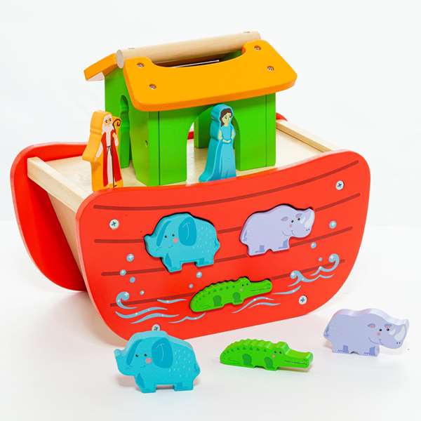 Molto Arca de noe, Arche de Noé en bois avec 17 pièces, jouet en bois pour enfants à partir de 3 ans