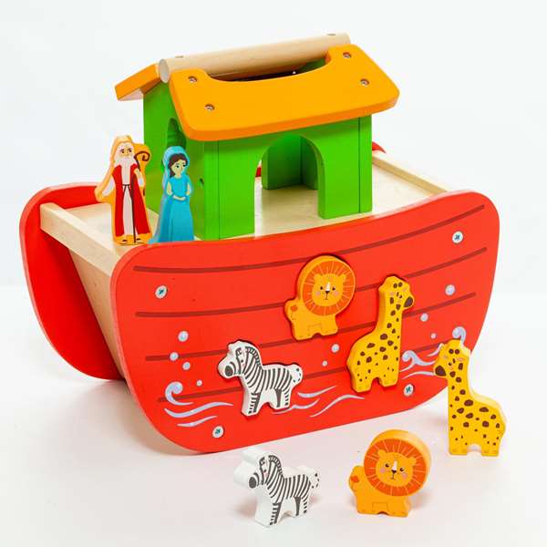 Molto Arca de noe, Arche de Noé en bois avec 17 pièces, jouet en bois pour enfants à partir de 3 ans