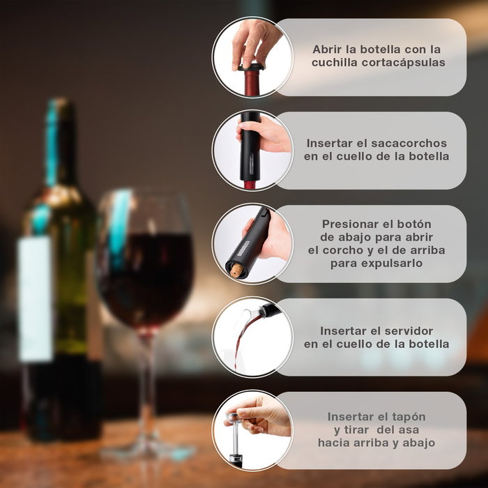 Vassary Set tire-bouchon automatique avec bouchon de vide et serveur de vin