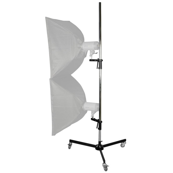 Walimex pro Trépied à roulettes 223 cm avec 2 supports de pince, Noir Walimex pro Trépied à roulettes 223 cm avec 2 supports de pince, Noir