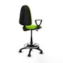 Tabouret Aýna taburete Contact permament de base Cuir écologique Vert pistache Structure polyamide noire Accoudoirs fixes Sans appui-tête Roulettes en nylon 50 mm