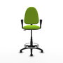 Tabouret Aýna taburete Contact permament de base Cuir écologique Vert pistache Structure polyamide noire Accoudoirs fixes Sans appui-tête Roulettes en nylon 50 mm
