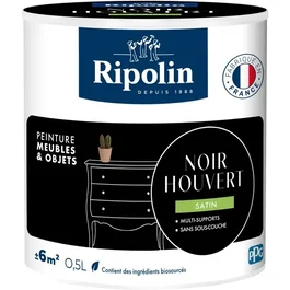 Ripolin - Peinture Meubles & Objets - 0.5L - Noir Houvert - Satiné - Sans sous-couche - Intérieur/Extérieur