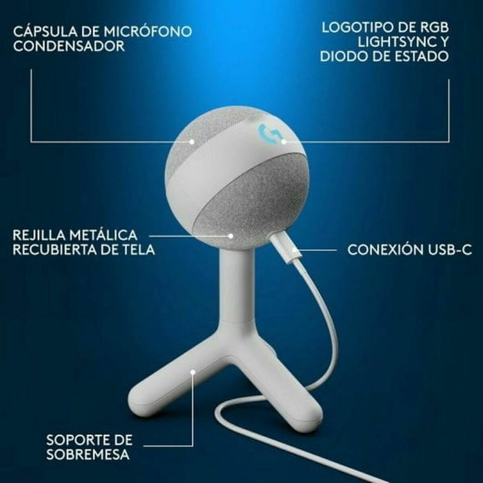 Logitech G Yeti Orb - Microphone de table USB, Blanc