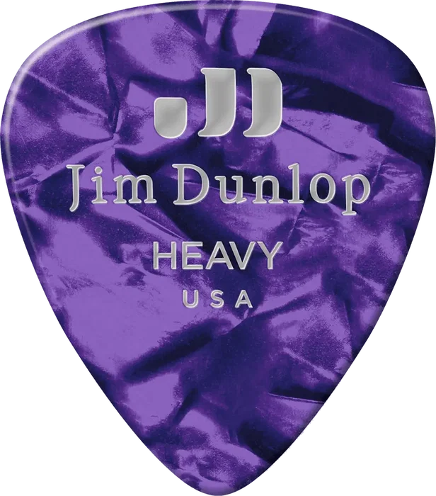 DUNLOP Pack de 12 médiators Genuine Celluloid pourpre perlé - Heavy