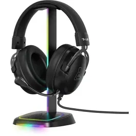 The G-Lab K-STAND-NEON RGB - Support de Casque Gamer avec Hub USB/USB-C et Éclairage RGB - Filaire - Noir