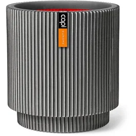 Capi Europe Vase cylindre Groove NL 36 x 38 cm - Anthracite - Design moderne pour intérieur et extérieur