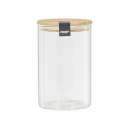 Cook Concept Bocal en Verre Borosilicate de 1 L avec Couvercle en Bambou