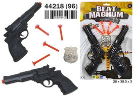 Rama - Jeu de 2 pistolets policier à dard pour enfants - Jeu d'adresse