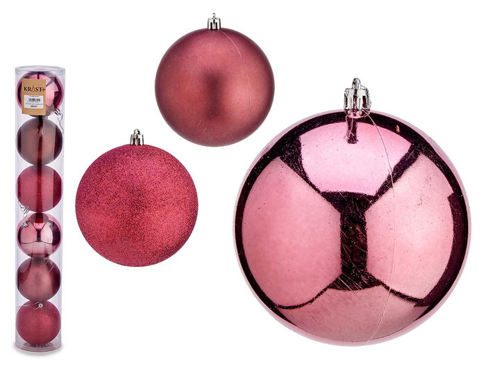 Krist+ Set de 6 Boules de Noël Rose Foncé 10 cm Plastique (Set de 12) Krist+ Set de 6 Boules de Noël Rose Foncé 10 cm Plastique (Set de 12)