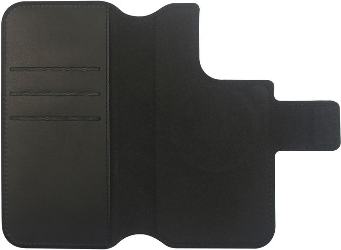 eSTUFF INFINITE MILAN - Coque portefeuille magnétique pour iPhone 16 Pro Max, Noir, fabriquée à partir de 87% de matériaux recyclés, compatible MagSafe