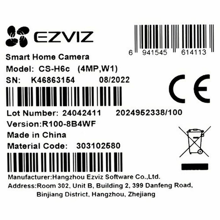 Ezviz H6C 4MP Caméra de surveillance intérieure 360°