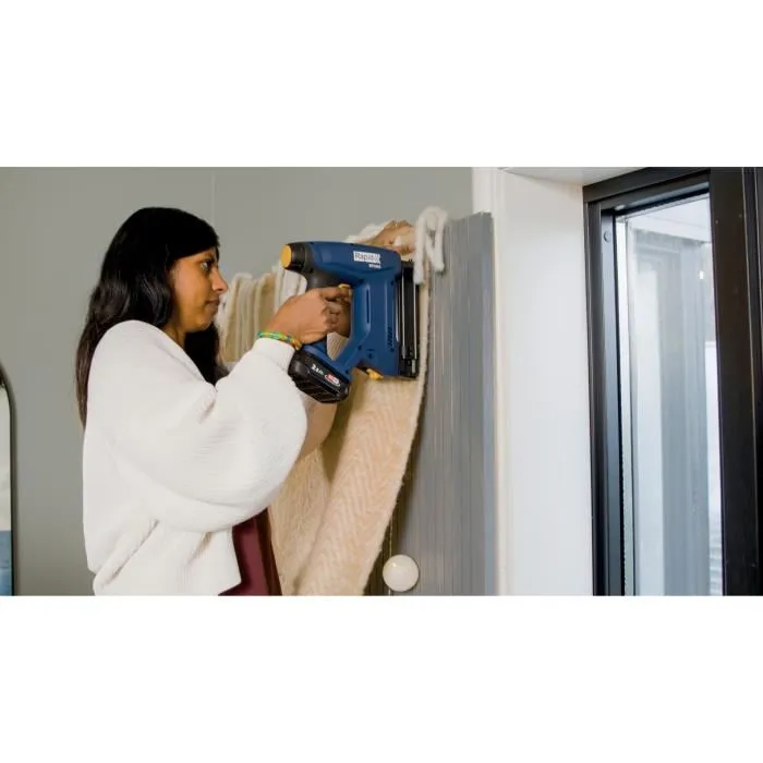 Rapid BTX553 - Agrafeuse-Cloueuse Électrique sans Fil 18V - Batterie 2.5Ah & Chargeur Inclus - Éclairage LED - Coffret avec 300 Agrafes - Compatible Power for All