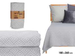GIFTDECOR Couvre-lit géométrique gris 180x260cm