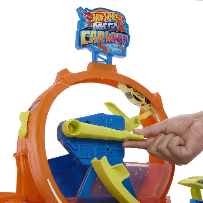 Hot Wheels Mega Station Lavage avec Looping et Changement de Couleur