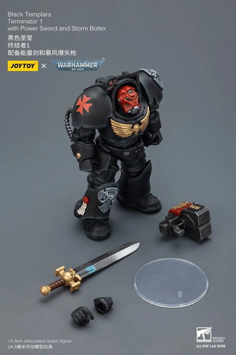 Joy Toy (CN) Warhammer 40,000 figurine Black Templars Terminator avec Épée de puissance et Bolter de tempête