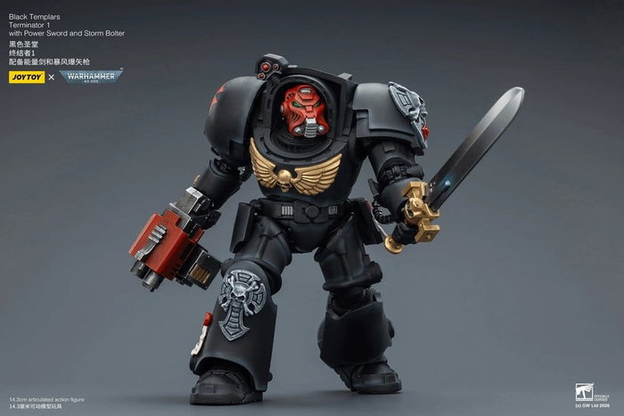 Joy Toy (CN) Warhammer 40,000 figurine Black Templars Terminator avec Épée de puissance et Bolter de tempête