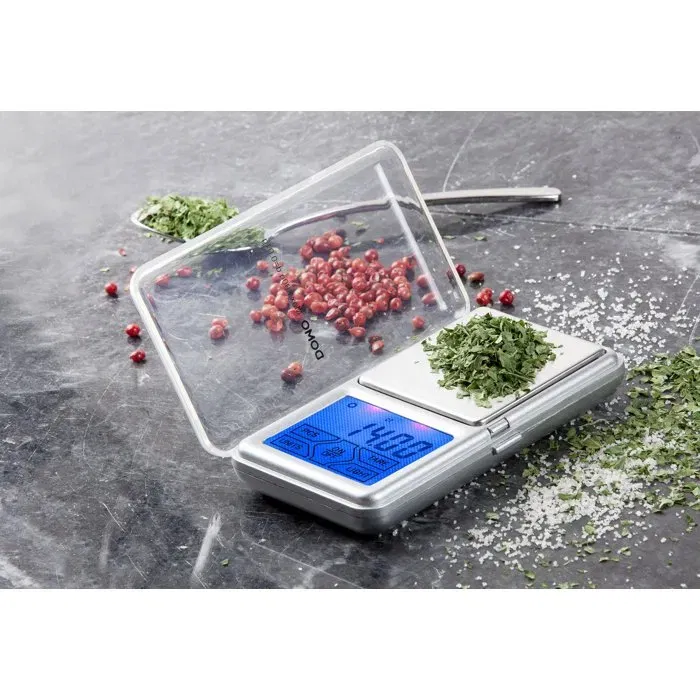 DOMO Balance de Cuisine Électronique DO9096W, Précision 0.01g, Capacité 0.2kg, Affichage LED, Fonction Tare