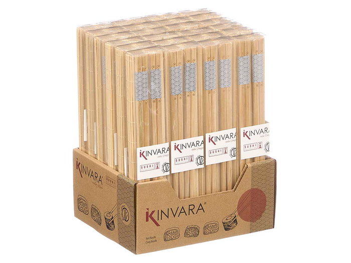 Kinvara Set Sushi 4 Baguettes et 2 Nattes en Bambou 4,5x24x2,5 cm (Set de 48)