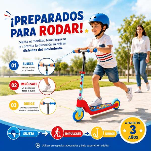 JugaToys Patinete à 2 roues pliable Paw Patrol