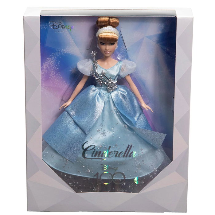 Mattel Poupée de Collection Cendrillon Disney 100e Anniversaire - Édition Spéciale avec Robe Bleue Satinée et Brillants - Hlx60
