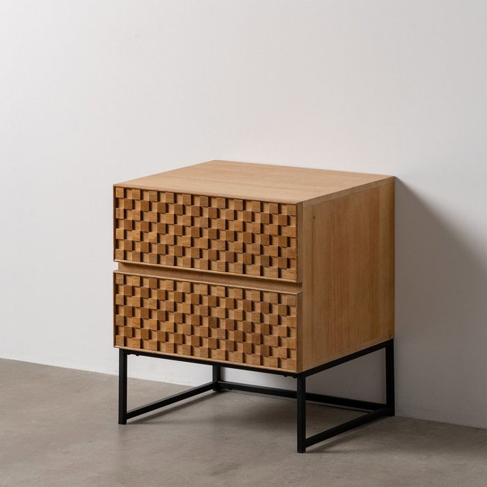 BigBuy Home Table de Nuit MARIGNI Noir Naturel BigBuy Home Table de Nuit MARIGNI Noir Naturel