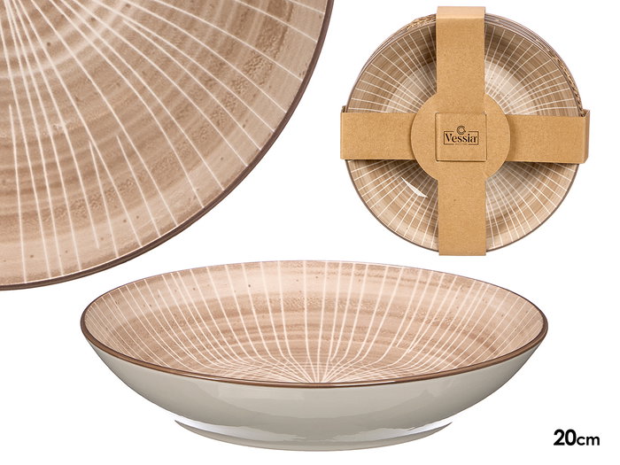 Vessia Assiette crepe rayures marron 20 cm (Set de 24) Vessia Assiette crepe rayures marron 20 cm (Set de 24)