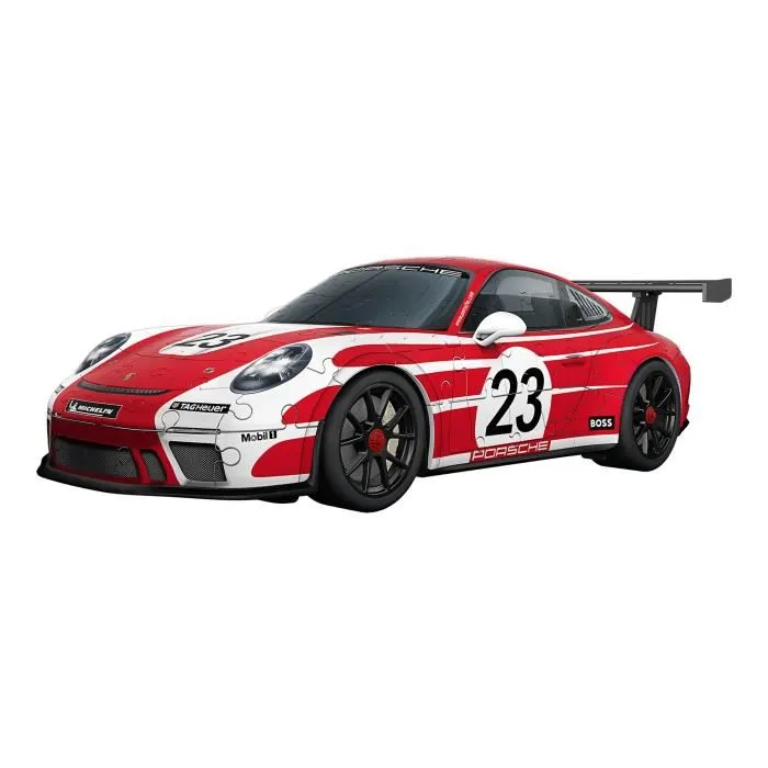 Ravensburger Puzzle 3D Iconics - Maquette à assembler Porsche 911 GT3 Cup Salzburg, 108 pièces en plastique