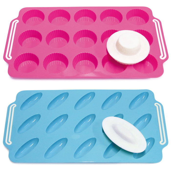 Lily Cook Moule à tartelettes en silicone avec coupe-pâte, 15 cavités