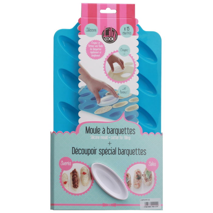 Lily Cook Moule à tartelettes en silicone avec coupe-pâte, 15 cavités