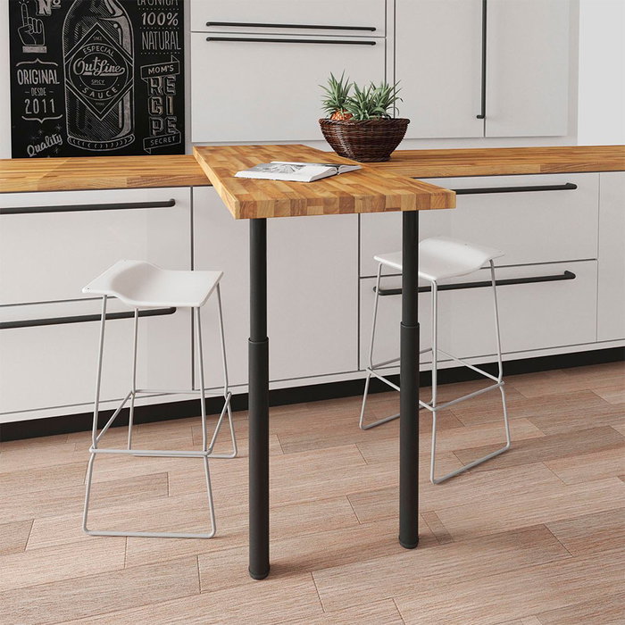 Rei 406e Pied extensible cylindrique en acier finition noire Ø60 x 710/1100 mm pour table et plan de travail