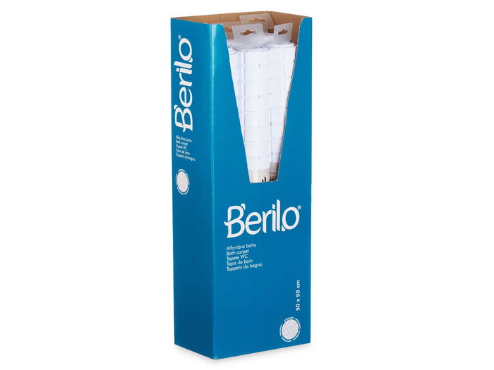 BERILO Tapis de bain antidérapant à carreaux blanc