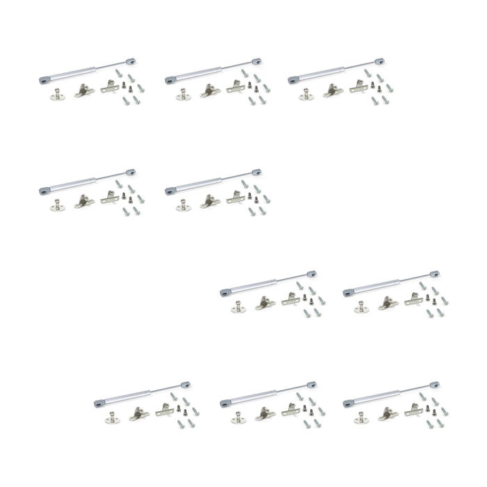 Emuca Lot de 10 pistons pour portes Relevable H, 5kg, course 100mm, avec loquets, acier et plastique, gris métallisé Emuca Lot de 10 pistons pour portes Relevable H, 5kg, course 100mm, avec loquets, acier et plastique, gris métallisé