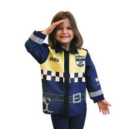 Deqube Déguisement Policier Unisex pour Enfant 3-7 Ans - Costume de Police Léger avec Fermeture Velcro