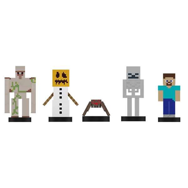 Bizak - Pack de 5 figurines Minecraft surprise - 5 cm - Modèles assortis - Version espagnole