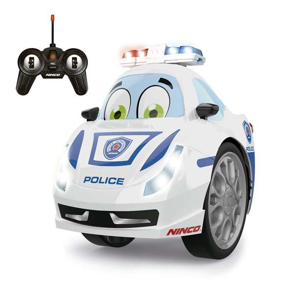Ninco Voiture radiocommandée Dual Police préscolaire avec éclairages et son, acrobaties 360°, émetteur 27 MHz, dimensions 13x11x10 cm Ninco Voiture radiocommandée Dual Police préscolaire avec éclairages et son, acrobaties 360°, émetteur 27 MHz, dimensions 13x11x10 cm