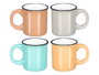 VESSIA Tasse à Café 90ml, Anse, Bord Noir, Couleurs Claires, Céramique, 9x7x6cm (Set de 48)