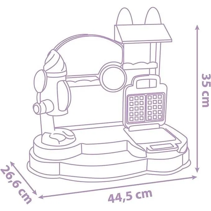 Smoby - Gabby et la Maison Magique - Marchande de glaces avec 20 accessoires - Machine à glaces et gaufrier - Jeu d'imitation pour enfant dès 3 ans - Fabriqué en France