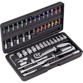 Connex Coffret de clés et douilles 52 pièces en chrome-vanadium pour bricolage, atelier et garage - Cliquet réversible 72 dents avec déblocage rapide